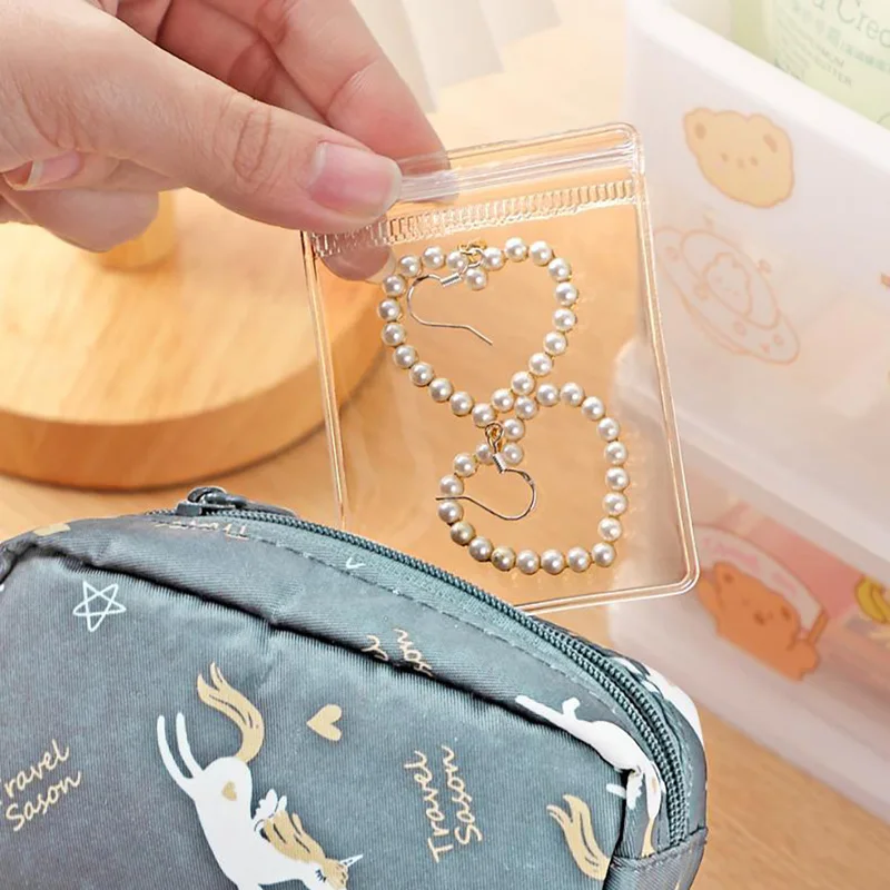 Transparent Self Sealing Adhesive Pouch PVC Bag Jewelry Storage Book Plastic Storage Bags Reusable Zipper Bag