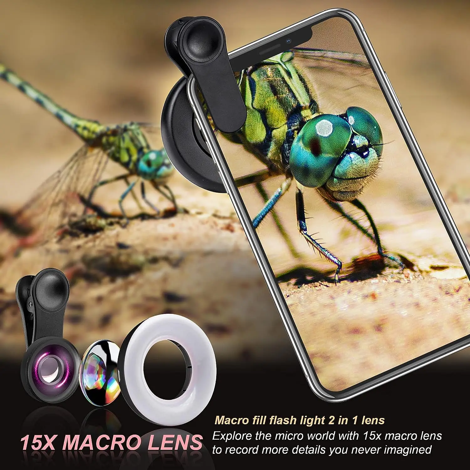 LED Ring Light in Camera Lens Phone With Flash Light for Jewelry  Photography