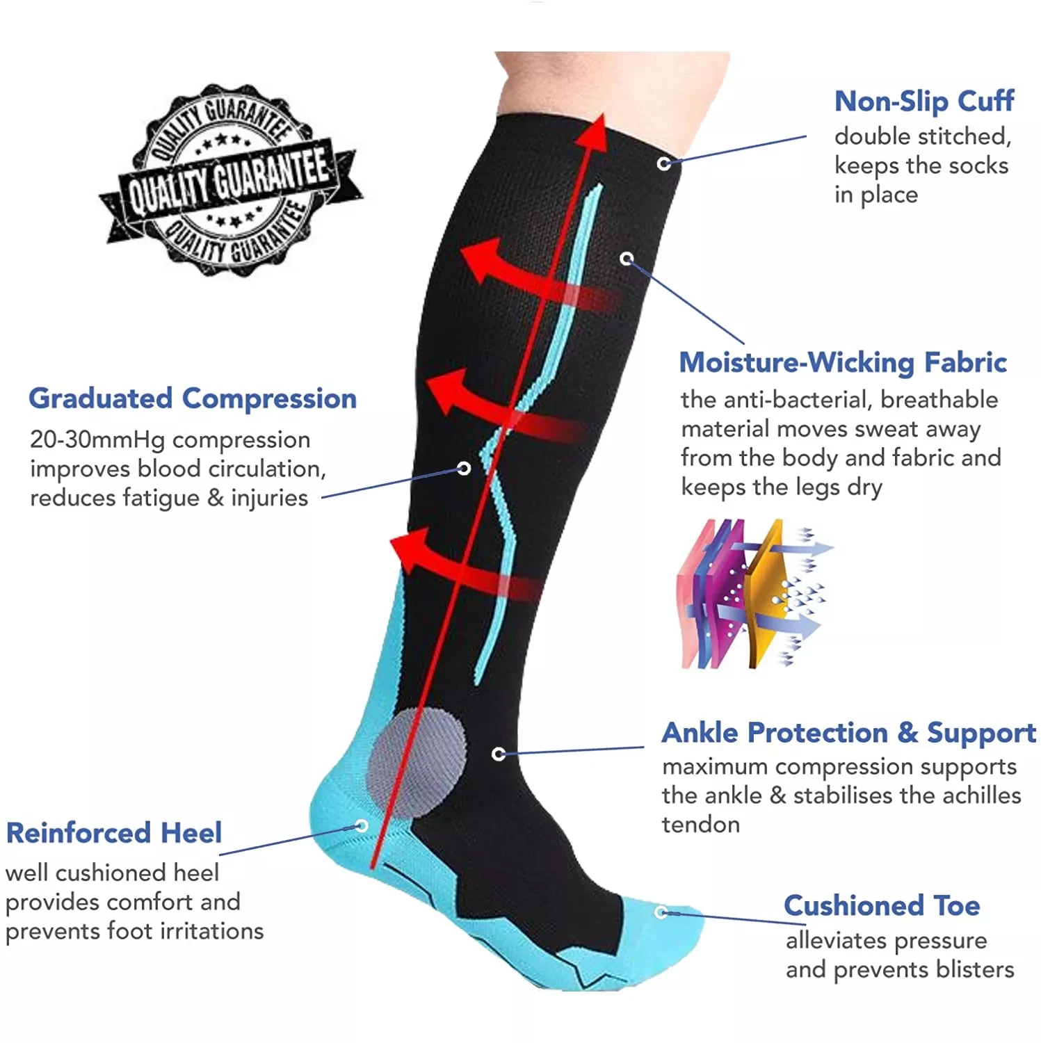 Zhongzhi Custom Sports Men's Compression Socks Colorful Women Medical