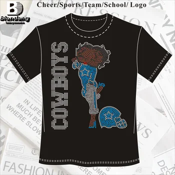 High Quality BettyBoop Hot Fix Rhinestone Transfer Design Custom Team Girl Logo Rhinestone Iron on Transfer for Sweater