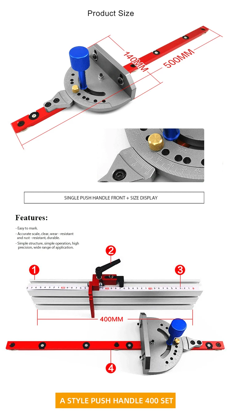 Miter Gauge Carpenter Woodworking Angle Push Ruler Table Saw Universal ...