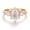 Anillo de oro macizo de 18 quilates con diamante de laboratorio