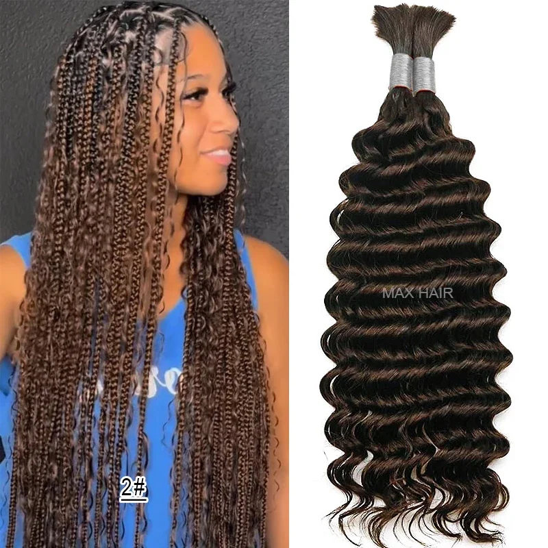 Deep Wave Mass Inimese juuksed punumiseks Extenciones De Cabello Natural Humano Weaving Töötlemata_voghion.com