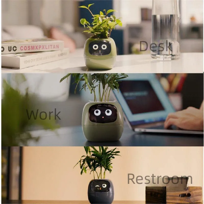 Smart Pet Planter Pot Cute Digital  Intelligent Flowerpots Ai Chips Ai Planter