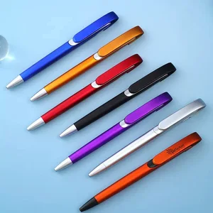 Factory Popular Custom Personalized Logo Text Printing Promotional Red Plastic Ballpoint Pen Advertising Gift Ball Point Pen