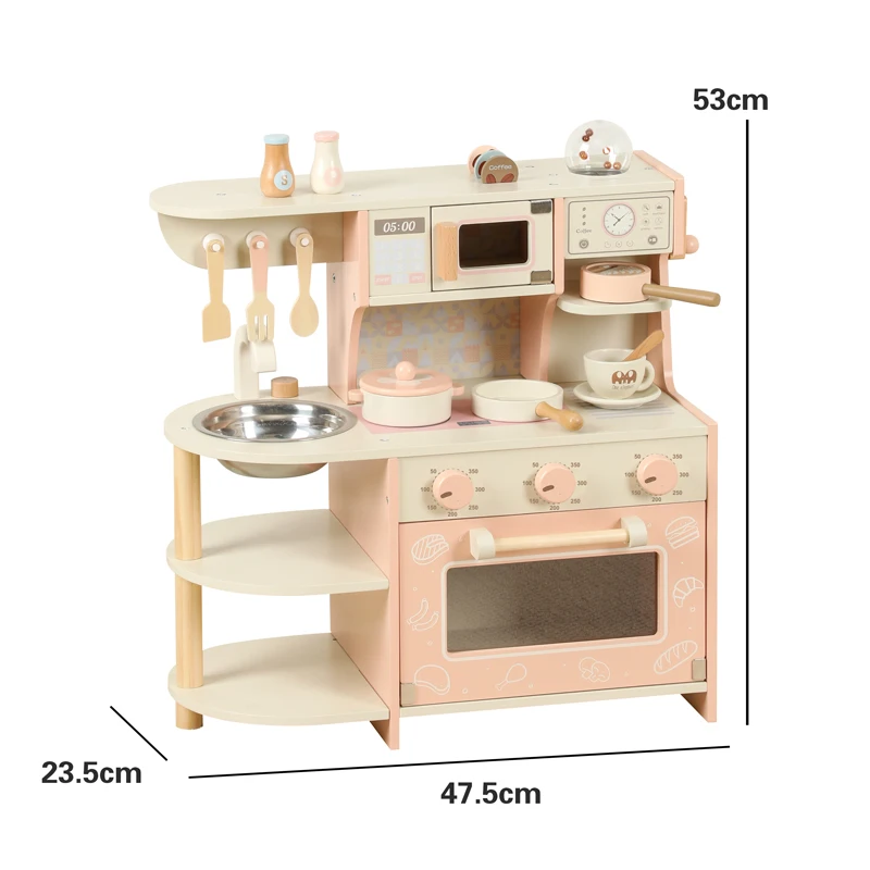 4-Year Old Wood Kitchen Toys for Girls Whole Set DIY Market Stall Stove Talent Chef Appliance & Storage for Preschool & Daycare