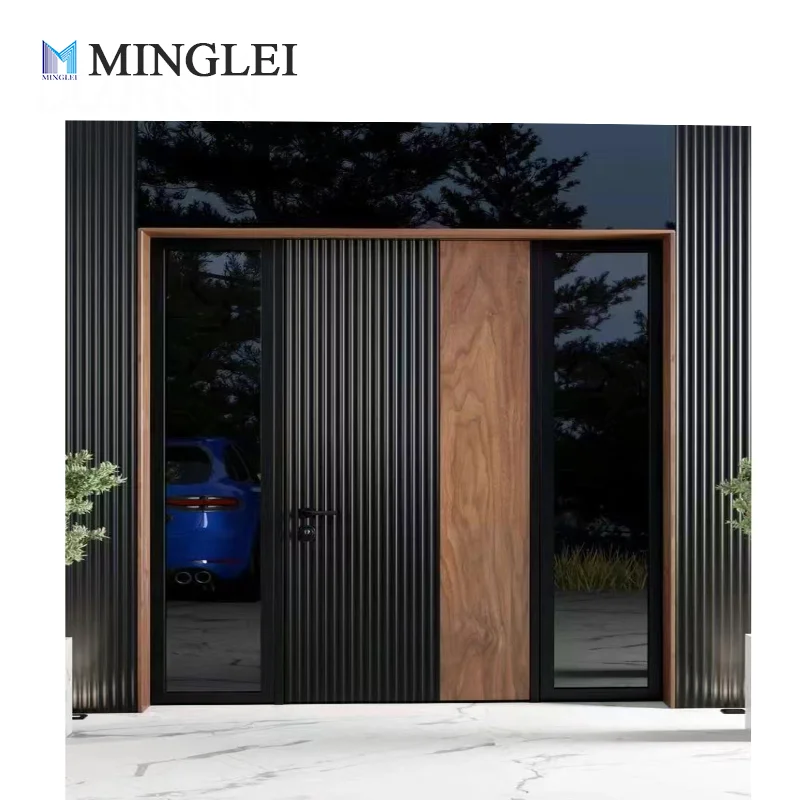 ミンレイ（Minglei）製モダンデザイン玄関用アルミニウム合金セキュリティドア｜アパート、ホテル、ヴィラ向け防水仕様