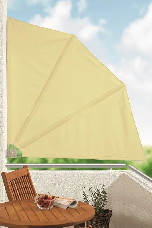 Outdoor Semicircle Sunshade Wind Screen Retractable Balcony Side Awning for Patio
