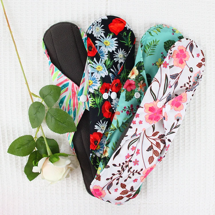 Eco Friendly Reusable Washable Sanitary Napkins Menstrual Cloth Pads Women 3 Layer Breathable Reusable Hygienic Towel Pad Winged