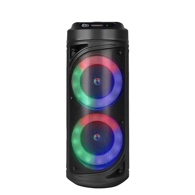 SING-E ZQS-6212 Outdoor Party Speakers with Subwoofer LED Loud Stereo Sound Boombox with Microphone for Home Camping Travel