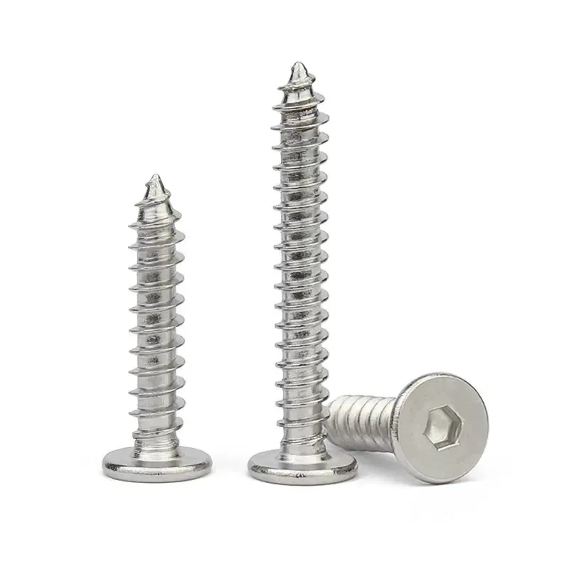 304 Stainless Steel Hex Socket Countersunk Flat Head Self Tapping Screws – Metric M2 To M6, Choose Size