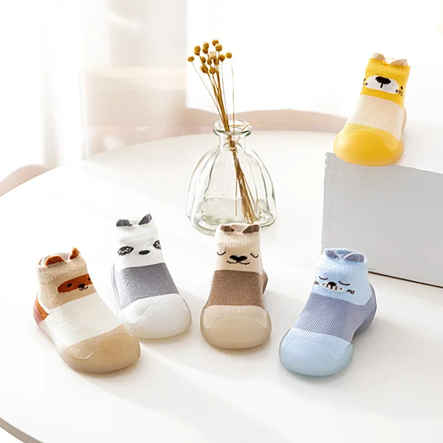 Wholesale Breathable Cotton Cartoon Animal baby socks shoes Anti-slip For Kids Baby Boys Girls Infant Knitted Walking Shoes