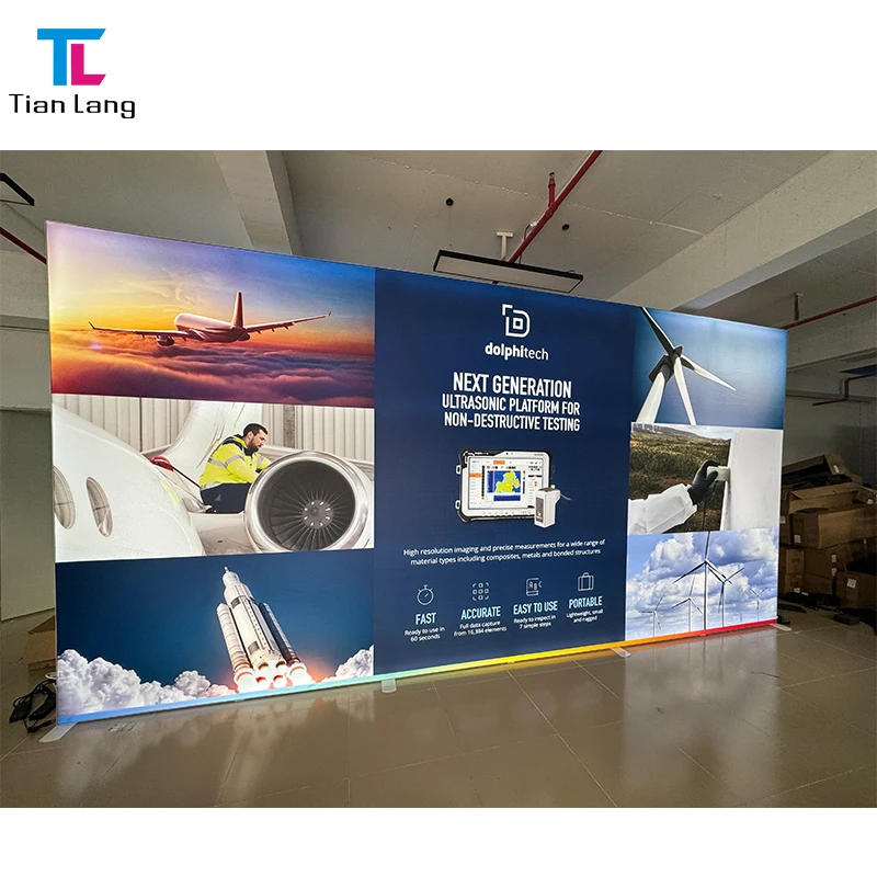 TianLang Aluminum Frame 120 High Resolution Seg Fabric Textile Led Advertising Light Box Seg Frameless Trade Show Booth