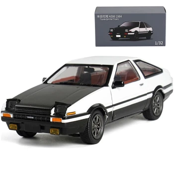 JKM 1/32 Initial D AE86 Toy Car Diecast Toyota Miniature Model Free Wheels Lightable Doors Openable Collection Gift Kid Boys