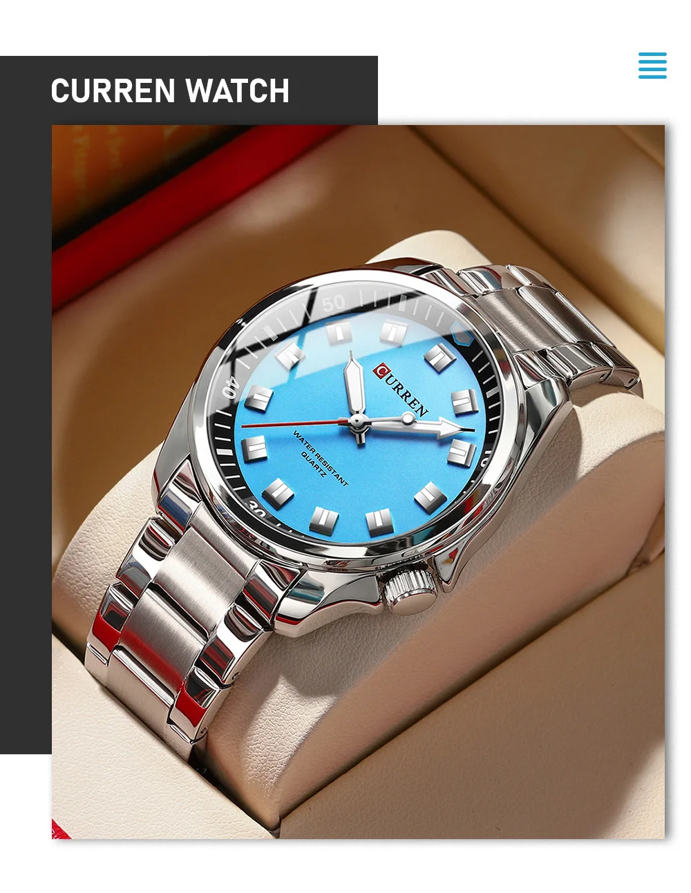 CURREN 8451 Original Watch for Mens Quartz Watches Stainless Steel Band Luminous Wristwatches Chronograph Luxury Wrist Watch