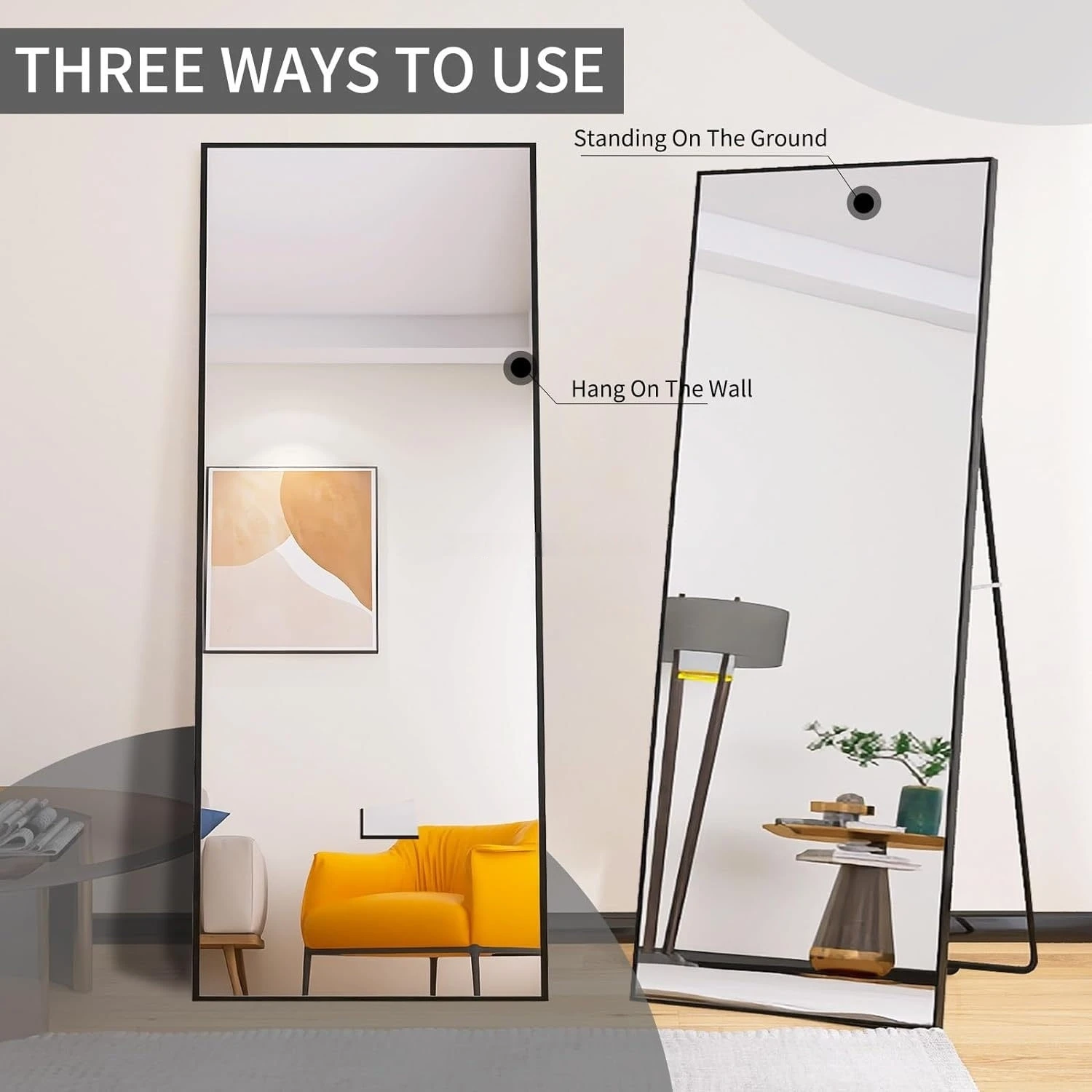 product modern large aluminum alloy frame full body standing floor dressing mirror for bedroom bathroom-2