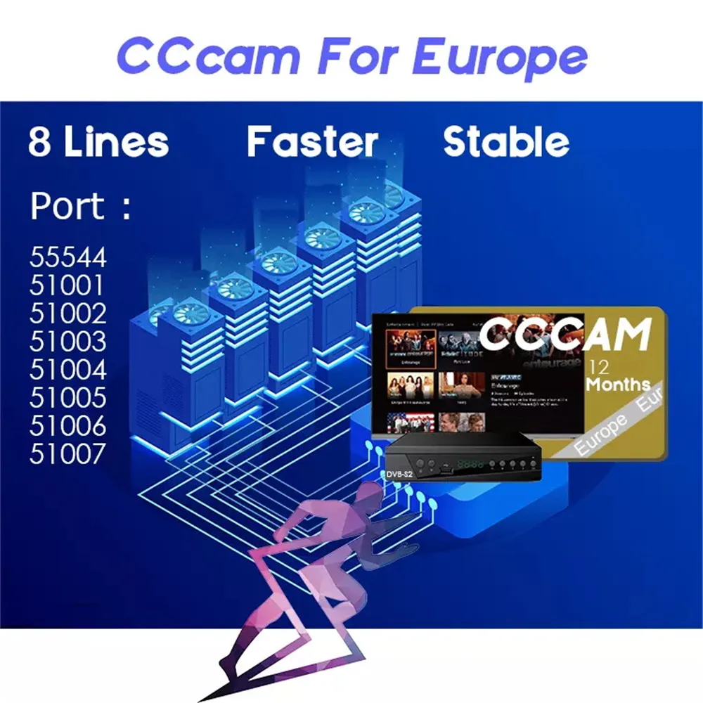 Europa 7Cline Antenas Europa Italia CCCAM Soporte gratuito Oscam Cline  Alemania servidor estable rápido España Portugal Suecia Polonia FULL HD  DVB-S2