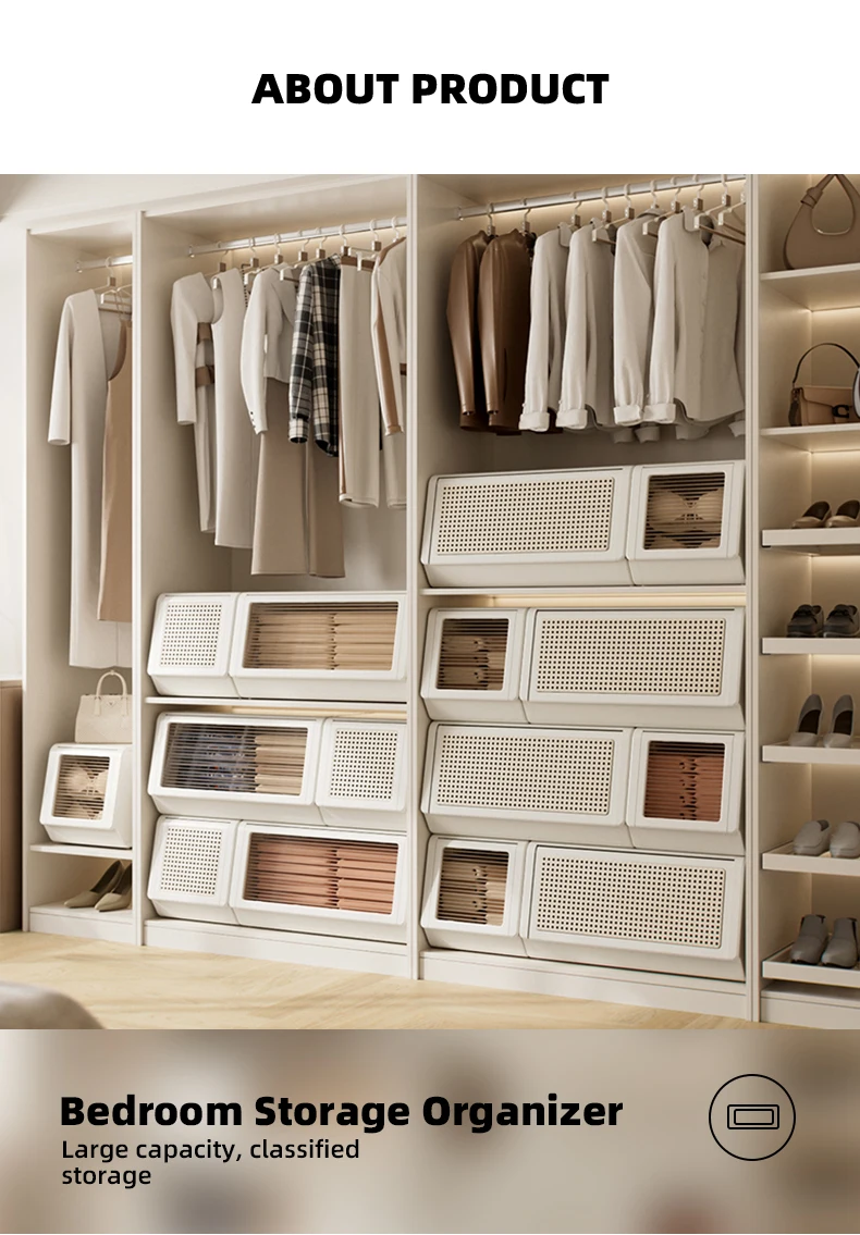 product wanuo bedroom closet organizer stackable bedding storage bin home sloped opening storage bin-2