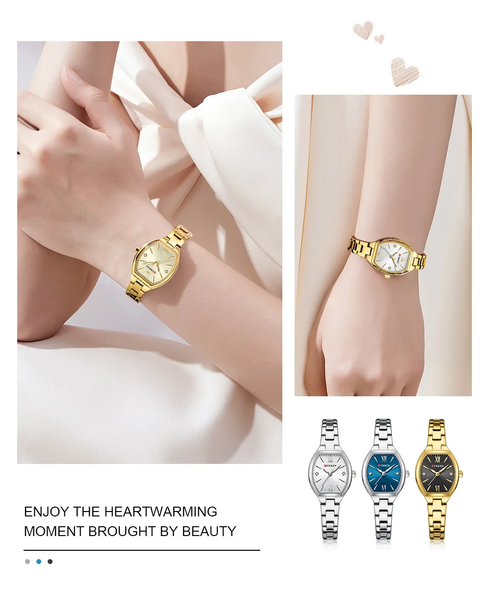 CURREN 9112 Women's Watches Luxury Tonneau Original Top Brand Quartz Watch Waterproof Luminous Hands Femme Wristwatch for Ladies