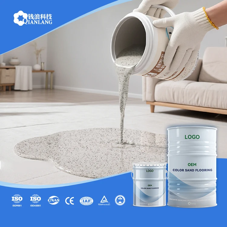 Self-Leveling Colored Sand Epoxy Floor Coating Marble Effect Epoxy Floor Coating Residential Wear-Resistant Coatings and Paints