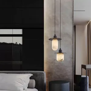 Spanish Marble Copper Chandelier Nordic Creative Warm White Hanging Restaurant Lighting Fixture Modern Bedroom Study Bedside Bar