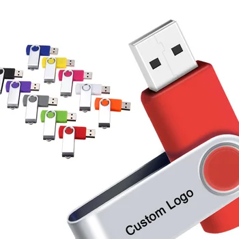 Custom Promotion Gift Cheap Colorful Metal Swivel 2GB 4GB 8GB 16GB 32GB 64GB USB Flash Drive 2.0 With Logo Print Service