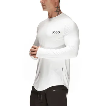 Custom White Cotton Mens Gym Athletic T Shirt Printing Long Sleeve Boy's T-shirts