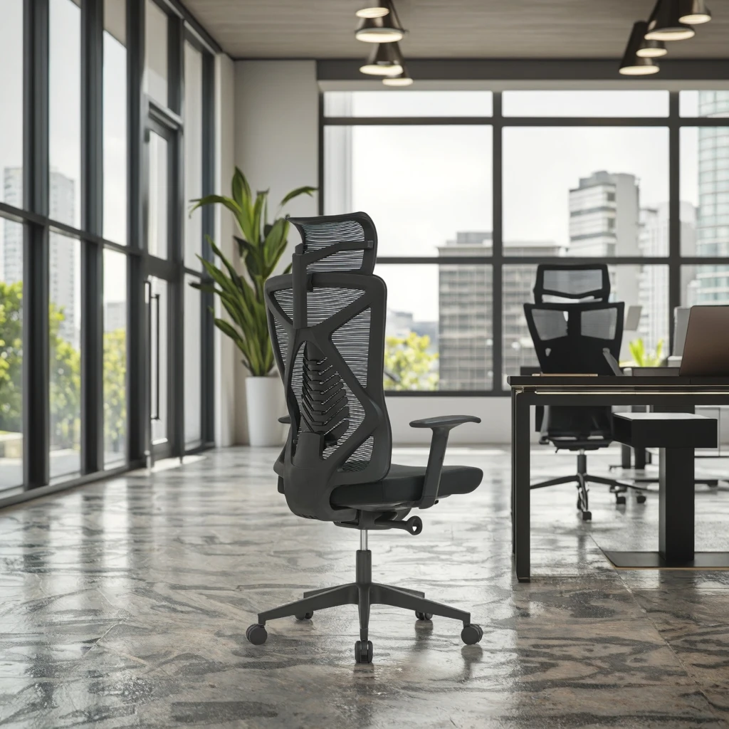 Maple Leaf Lumbar Support Ergonomic Swivel Task Chair with Adjustable Headrest and Thick Padded Seat for Conference Desk Use 4