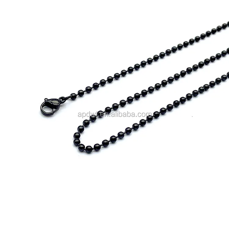 Stainsteel Beaded Chain Necklace Black 
