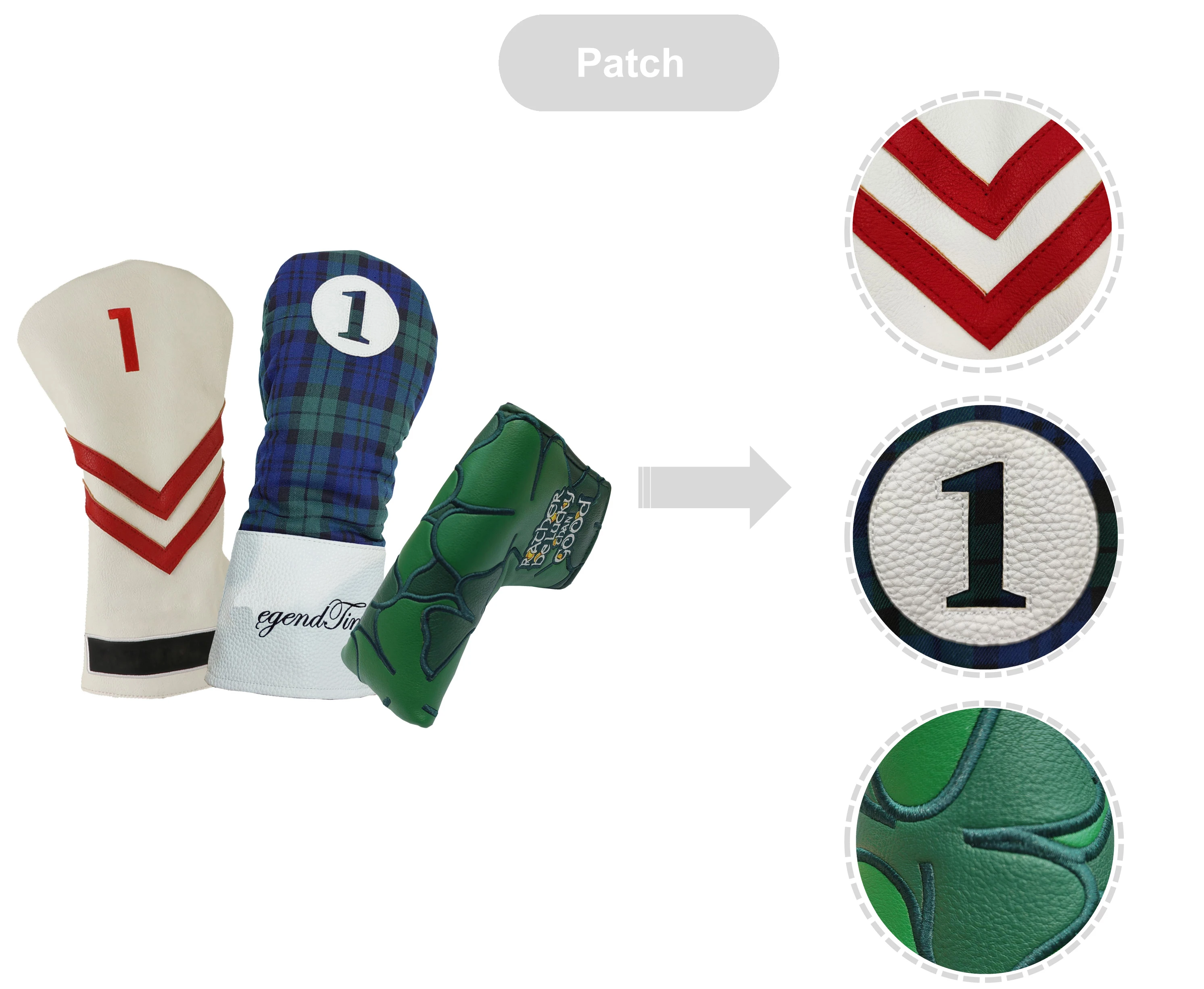 Yopral Golf Head Covers Elephant Texture Embroidery Synthetic Pu