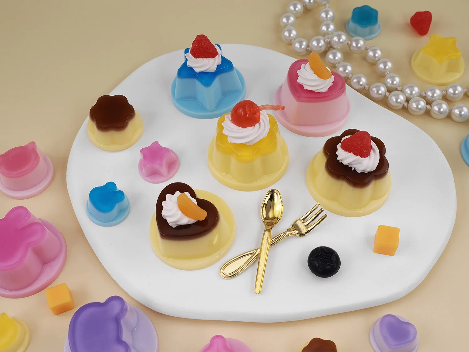 Pudding Rabbit Shape DM893 Small 3D DIY Cat Rabbit Heart Pudding Shape Silicone Molds Epoxy ...
