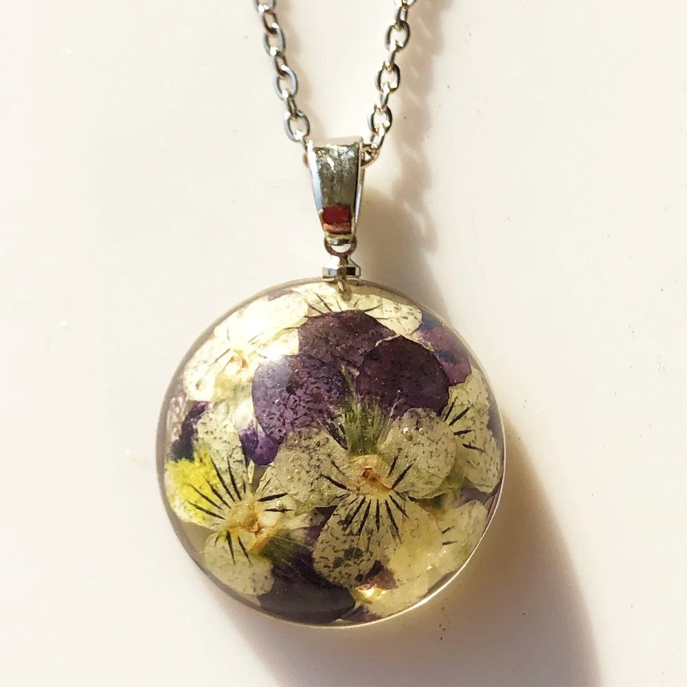 Self Gift Pansy Necklace Purple Flower Necklace Nature Lover Gift Botanical Necklace Pressed Flower Necklace Plant Necklace