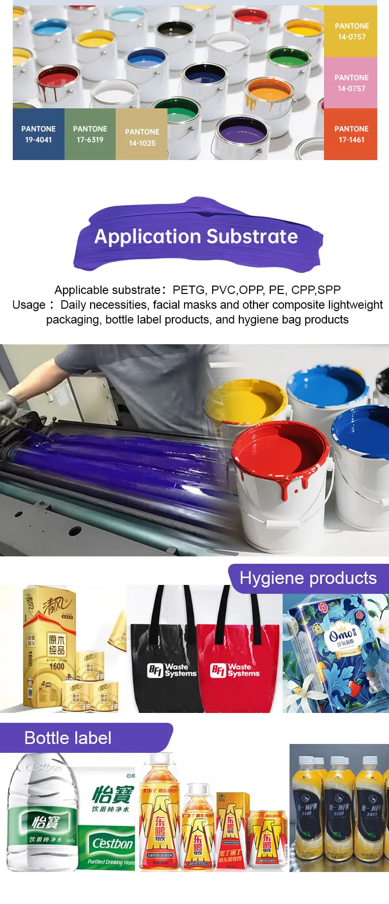 Solvent-based inks for printing labels and shopping bags on plastic bags and packaging materials details