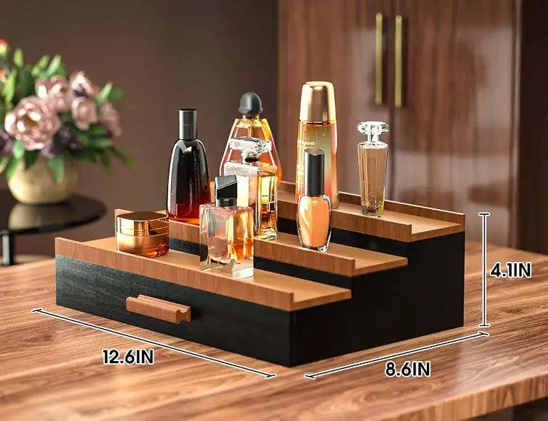 Wooden Cologne Organizer for Men Tier of Elevated Cologne