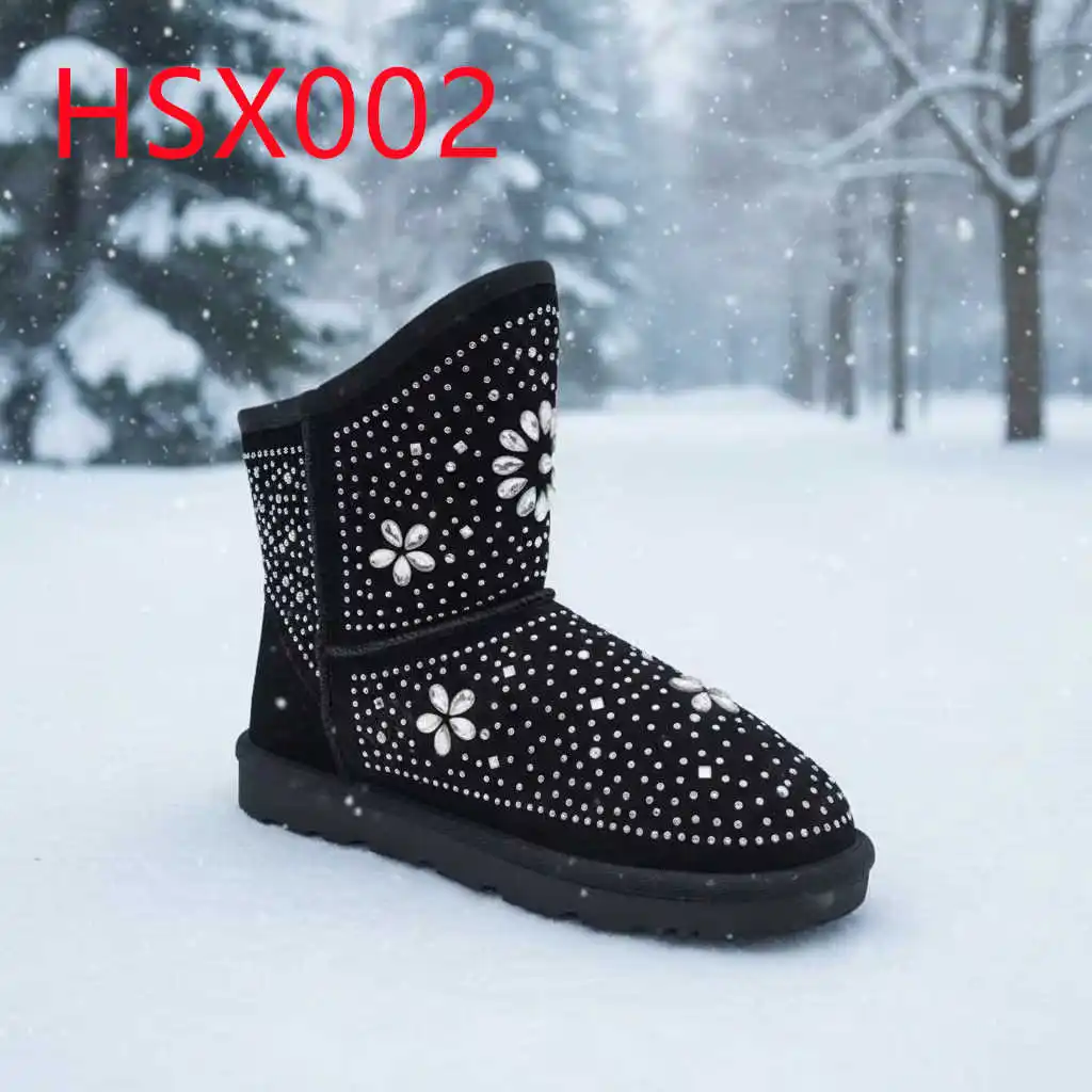 ZYF,snowy Mountain Super Keep Warm Wool Lining Women Winter Boots Ski Mode Sparkling Diamond Design Lady Midi Boots HSX002