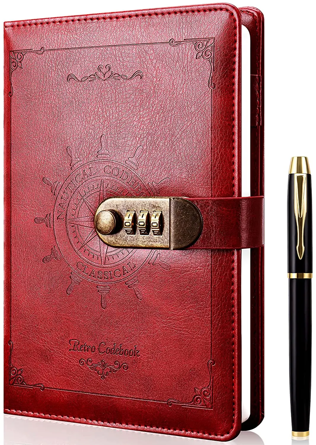 Buy Wholesale China Labon Lock Diary Gold Pen Set Vintage Leather