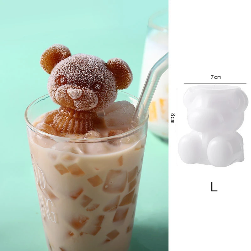 3D Silicone Creative Coffee Milk Tea Bear Mold Ice Cream Maker Whiskey Wine Cocktail Ice Cube Chocolate Cake Mould