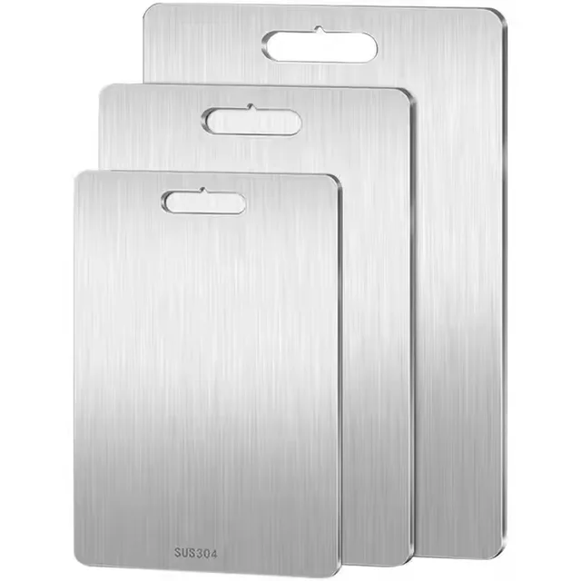Portable Double Sided Cutting Board Easy Clear Stainless Steel Kitchen Chopping Board for Meat Fruit & Vegetable