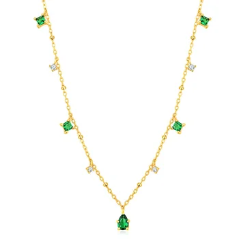 luxury antique retro jewelry collar plata 925 sterling silver turkish gold plated emerald green necklace