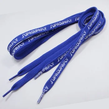 custom panton color blue tube double layers shoelaces 10mm wide and 120cm long polyester shoe laces