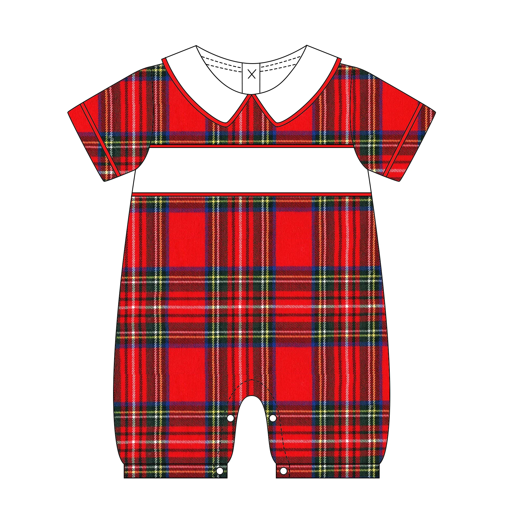 Monogrammed Christmas Tartan Plaid Winter Newborn Bubble Romper