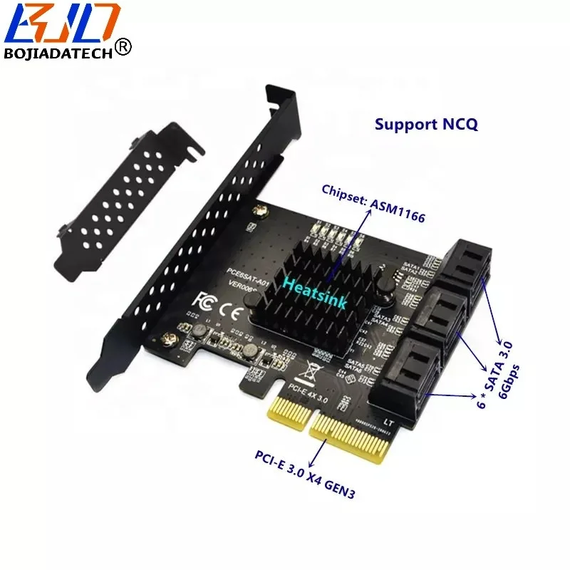 6 SATA Pcie X4 Expansion Riser Card - 6gbps for HDD