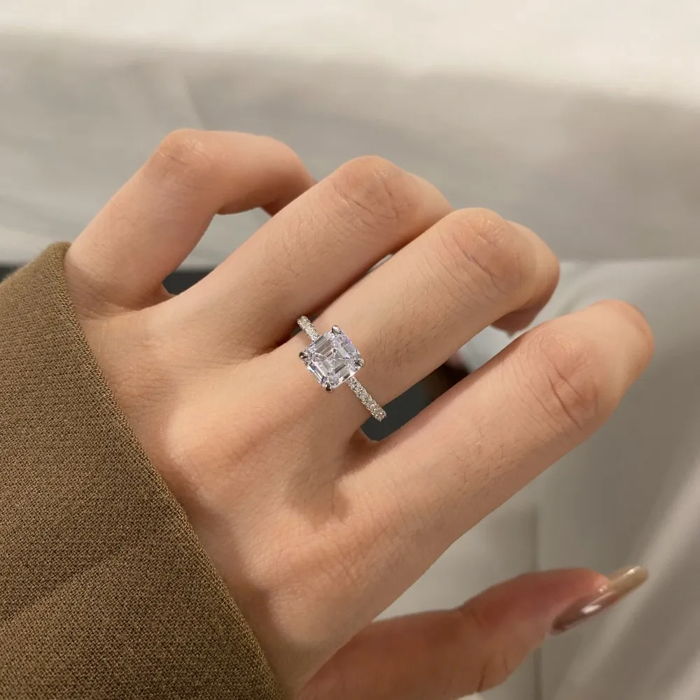 KAKODIY 5A Cubic Zirconia Square Cubic Zirconia Ring Women's Geometric Ring Shiny Exquisite Simple Electroplated Women's Jewelry Ring detail 1