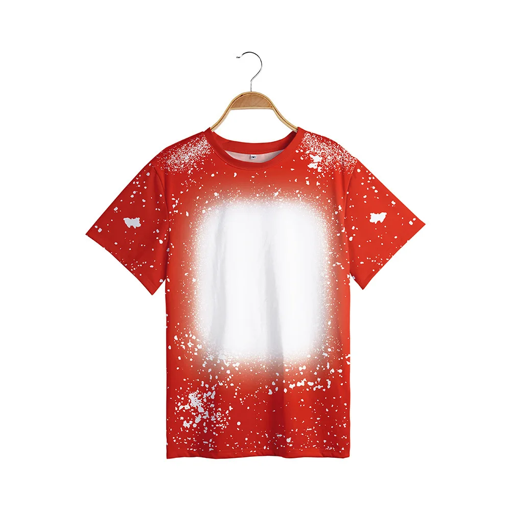 Custom Unisex Bleached Sublimation Shirts Wholesale Sublimation Blank T Shirts Faux Bleach 0961