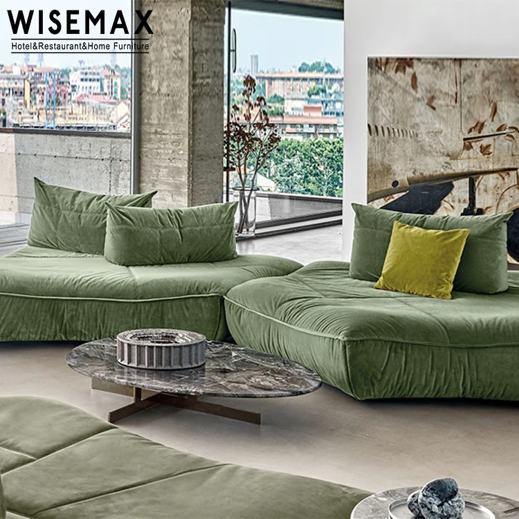 Wisemax Furniture Modern Velvet Fabric Big Size Sofa Set Hotel