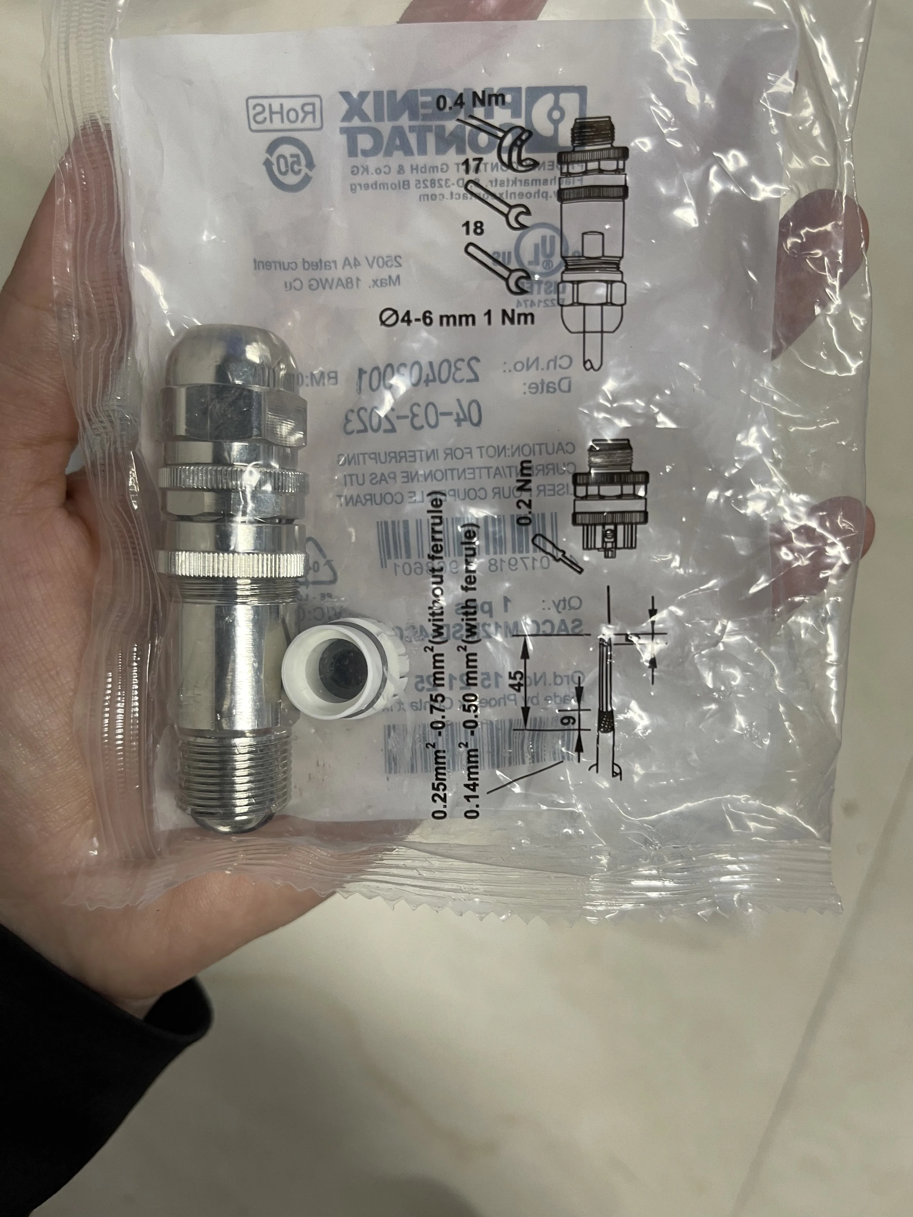 Phoenix Contact Cable Gland 1521258 SACC-M12MSD-4CON-PG 7-SH Phoenix Contact Cable Gland 1521258 SACC-M12MSD-4CON-PG 7-SH