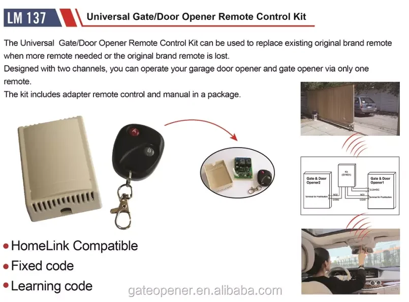 LM137 Homelink Remote Control Set Universal Remote Control for Replacing Original Brand Remote
