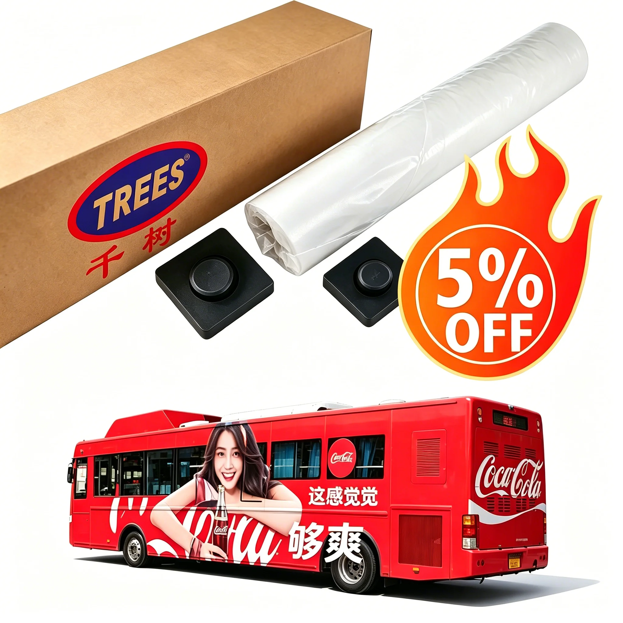 QS3014 Self-Adhesive 1 Year Removable White Glue High Gloss  UV Resistant Car Sticker for Outdoor Large Size Advertising