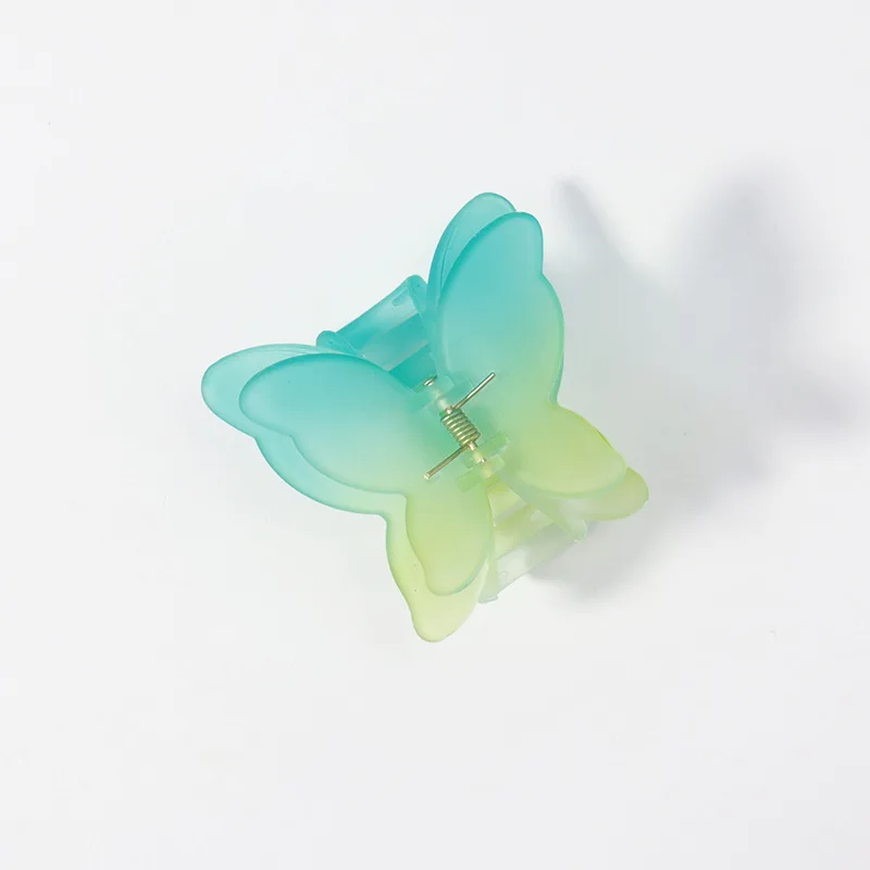 Пластиковый зажим для волос в виде бабочки новый градиентный цветной мини-зажим заколка украшения головной убор оптовая