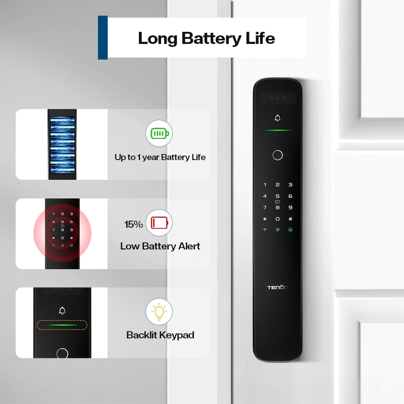 Tenon A9X Push Pull Automatic Open Smart Lock Finger Print Key Card Password Wifi Face Scan Digital Door Lock